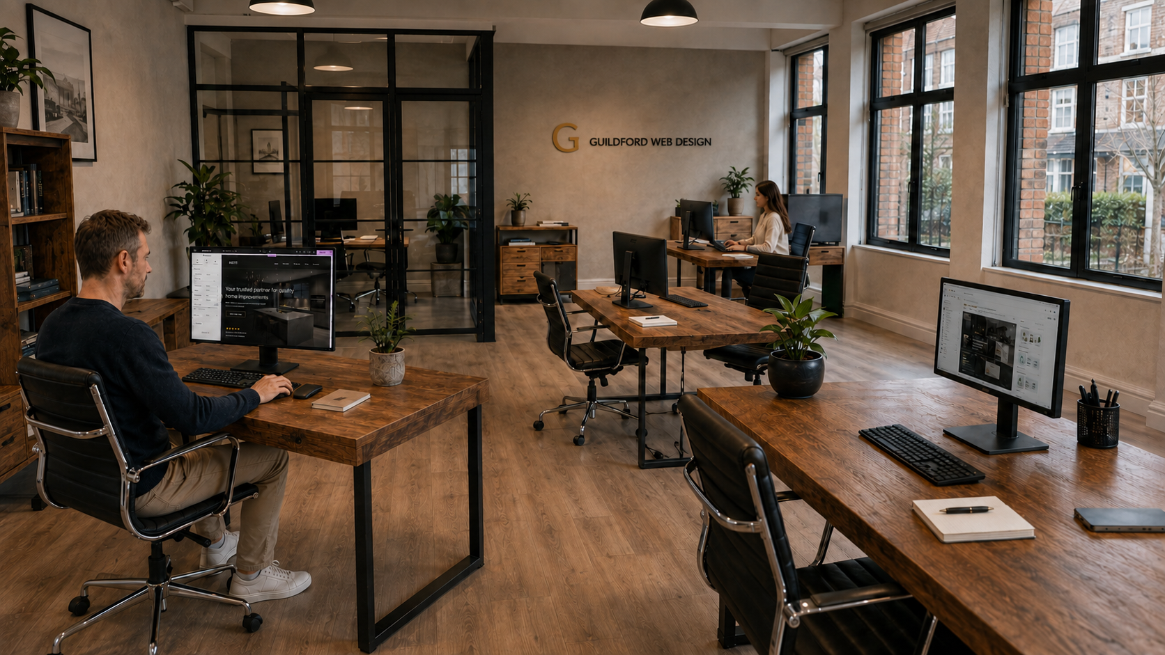 Guildford Web Design Company office studio space with team working at desks